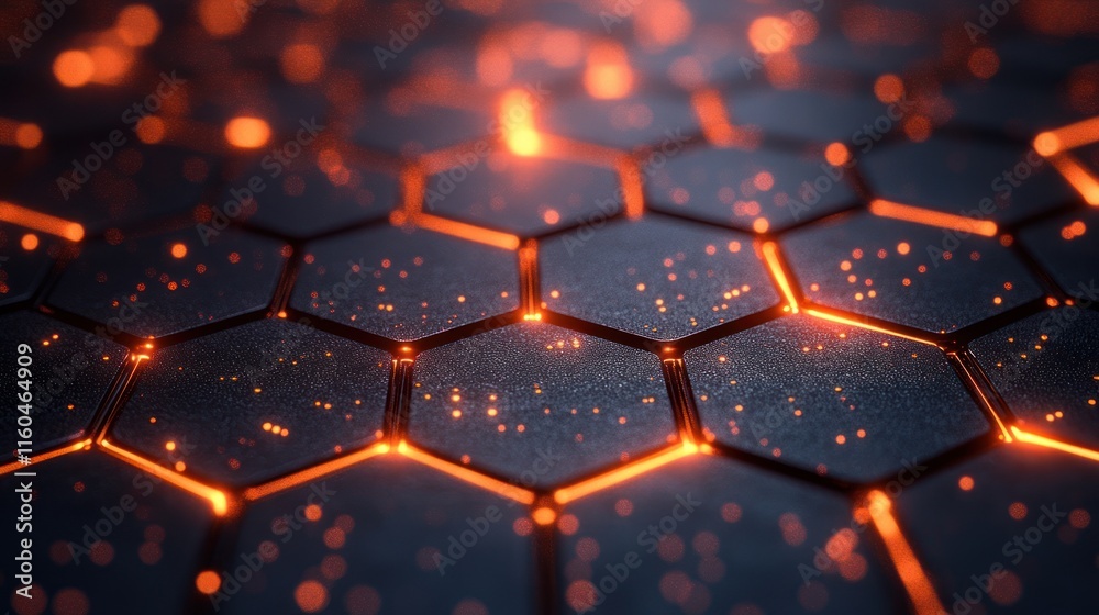 Poster 3d hexagonal technology abstract with layered grids and advanced geometric visuals