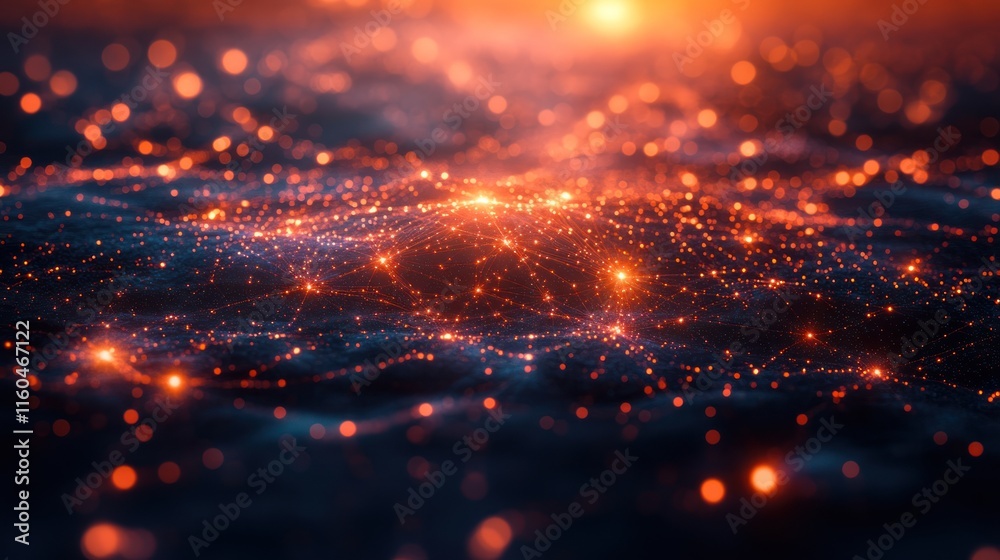 Poster a deep learning ai concept showcasing interconnected nodes, advanced algorithms, and abstract futuri