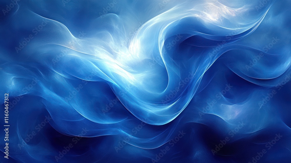 Poster a dynamic blue abstract background with circles and flowing lines, creating an energetic and stylish