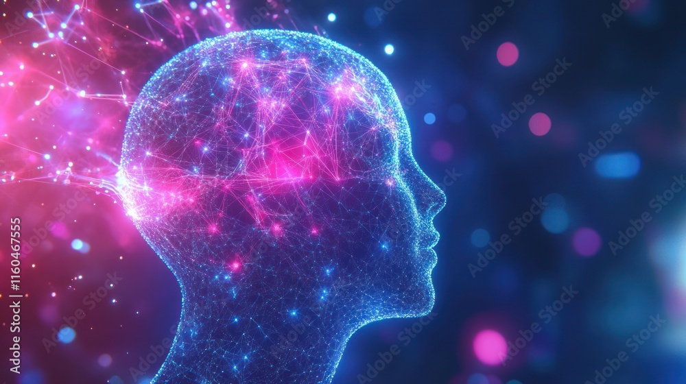 Poster a futuristic ai and machine learning concept showcasing neural networks and data processing with vib