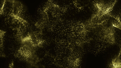 Animation of abstract golden shining blurred and chaotic moving particles. Luxury  glitter stardust sparkling futuristic background.Seamleas loop. 4k 