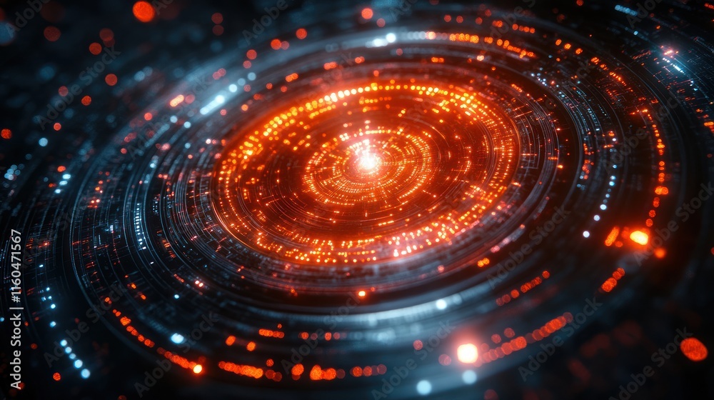Poster a quantum computing and ai concept blending glowing quantum particles with intricate ai-driven desig
