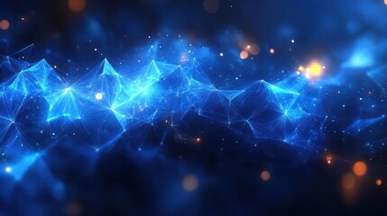 Obraz premium A quantum blue abstract background, blending glowing elements with complex geometric shapes