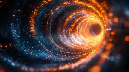 Obraz premium Abstract wave patterns flowing around a circular frame, with a digital and futuristic aesthetic