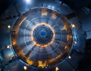 Obraz premium Nuclear reactor core confining charged particles with magnetic field