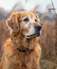 A photo of a dog at outside