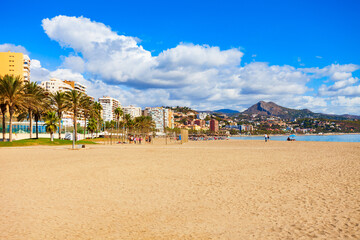 Main city beach in Malaga city, Spain