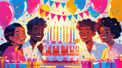 happy birthday party with children