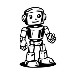 Friendly Robot Waving Hi Vector Art