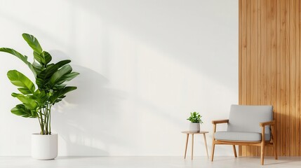 Cozy minimalist coworking space with light wood accents, white walls, and soft gray seating, Coworking Space, Cozy Minimalism