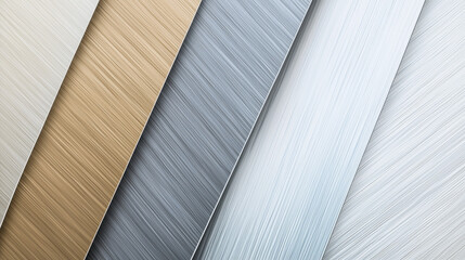 Obraz premium Diagonal overlapping lines in aluminum tones, brushed metallic texture, and a soft gradient.