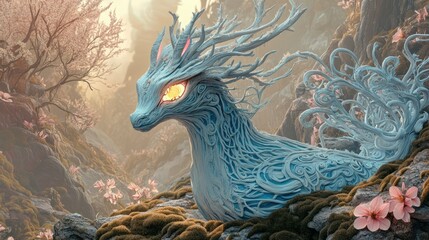 Fototapeta premium A digital art of a creature with the word dragon on it