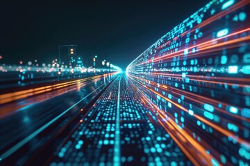 Fast digital data transfer and future business innovation vision.