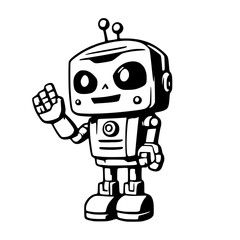 Cute Robot Greeting Vector Illustration