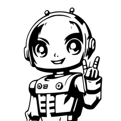 Futuristic Robot Greeting with Hi Gesture Vector