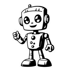 Happy Robot Saying Hi Vector Design