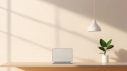 Minimalist coworking space with soft beige tones, simple furniture, and natural lighting, Coworking Space, Neutral Minimalism