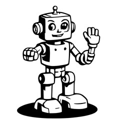 Simple Robot Waving Hi Vector Illustration