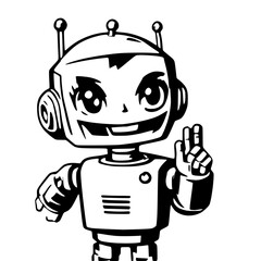 Modern Robot Greeting Hi Vector Art