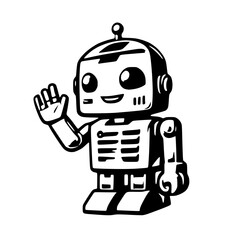 Cartoon Robot Waving Hi Vector Design