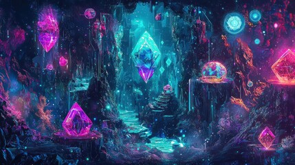 Crystalline Grotto An Enchanting Realm of Gems and Light