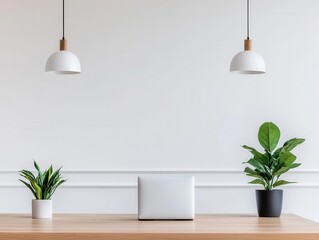 Clean and crisp coworking space with minimalist desks, white walls, and sleek lighting, Coworking Space, Crisp Minimalism
