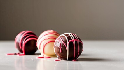 There are three balls of creamy ice cream on the transparent surface