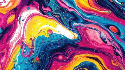 Vibrant Swirling Acrylic Paint Abstract Art