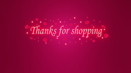 Thanks for shopping text isolated on pink glitters bokeh background