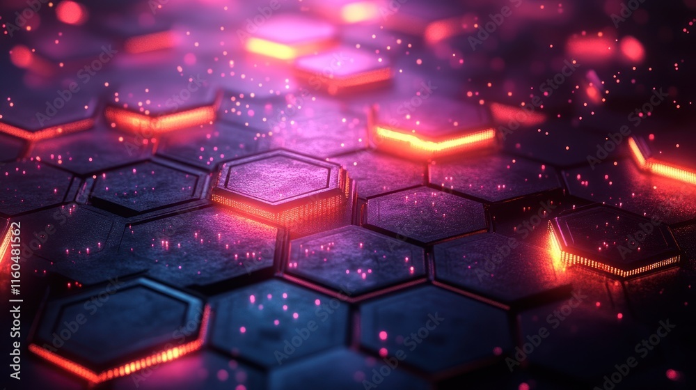 Poster gradient hexagonal technology design with smooth transitions and elegant futuristic patterns