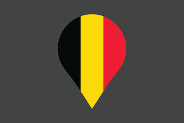 Fototapeta premium Belgium flag with location sign, Flag of Belgium national country symbol illustration Vector, Rectangle Belgium flag illustration, Flat vector illustration 
