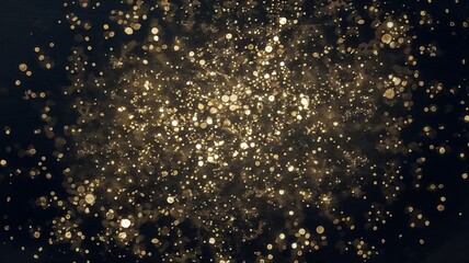 Glitter explosion background with shimmering gold and silver sparkles on a deep black canvas