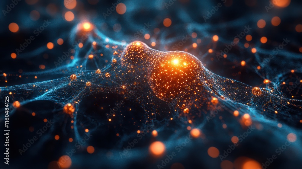 Poster neural network ai concept with interconnected nodes, dynamic data flow, and cutting-edge visuals