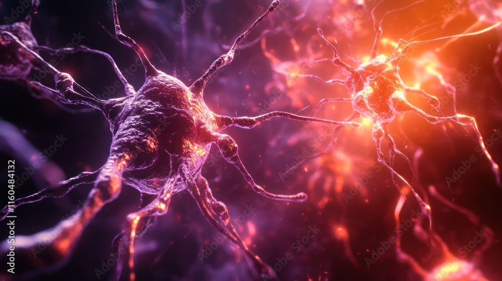 Poster neural network high-speed technology concept with motion graphics and glowing interconnected pathway