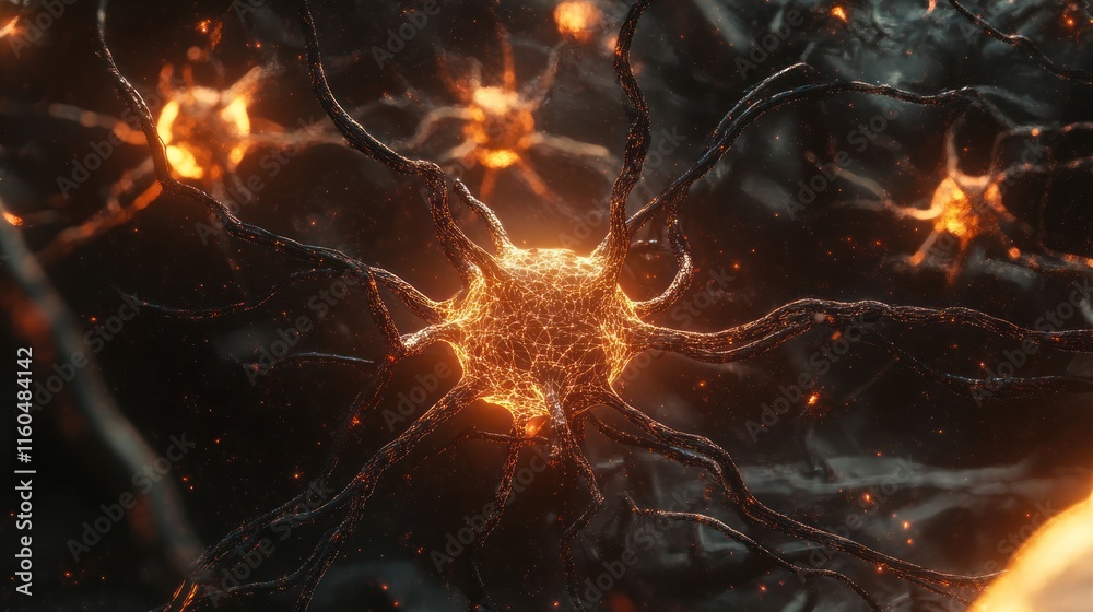 Poster neural network ai concept with interconnected nodes, dynamic data flow, and cutting-edge visuals