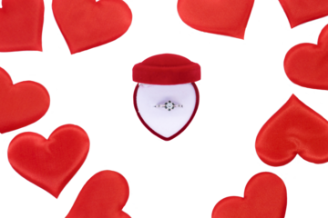 ornament, decoration, picture, background, simbol declaration of love, Valentine's Day, red hearts frame and engagement ring