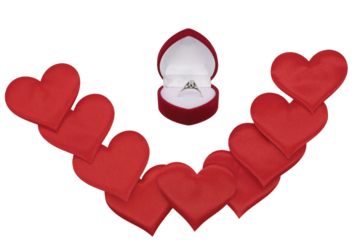 ornament, decoration, picture, background, simbol declaration of love, Valentine's Day, red hearts frame and engagement ring