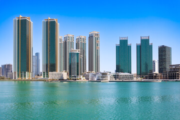Obraz premium Al Maryah Island skyline panoramic view, Abu Dhabi