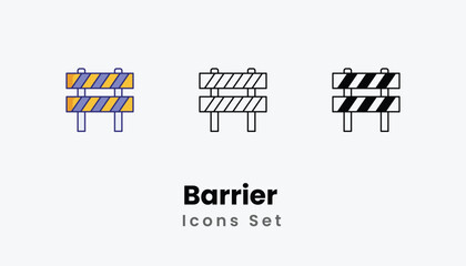 Barrier  Icons thin line and glyph vector icon stock illustration