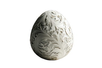 Intricate decorative egg with elegant swirling patterns and textures
