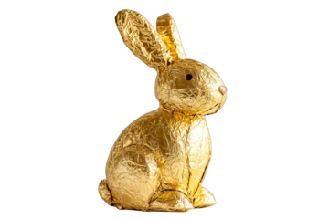 Golden cho te bunny wrapped in foil, perfect for Easter celebrations
