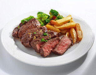 5 star hotel beef fry in the white background studio shot