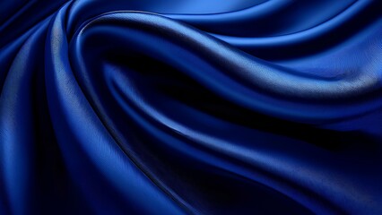Obraz premium Background Texture: Silk Satin Wavy Velvet Material. Deep Navy Blue Abstract Background.