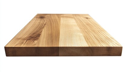 A light oak wooden table top with smooth textures, perfectly set against a bright white background with a clipping path for seamless editing.