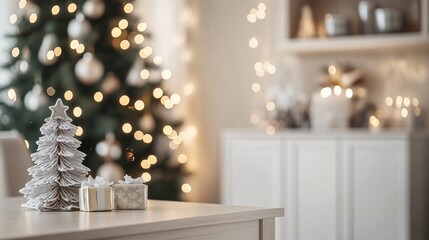 Festive Home Decor: A Cozy Christmas Scene with a Decorated Tree and Gifts.