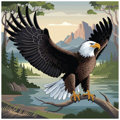 american bald eagle isolated on transparent background cutout