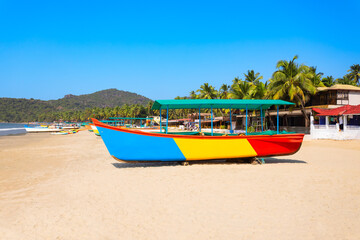 Boats at the Palolem Beach in Goa, India