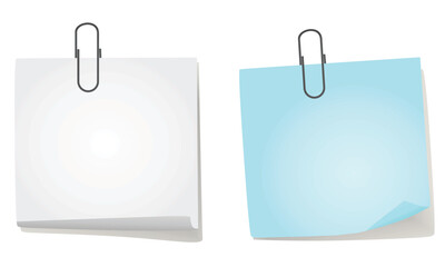 Paper notes with paper clip. vector