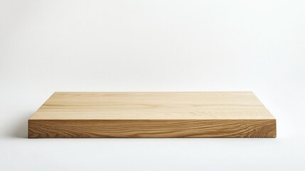 A sleek, modern wooden table top in a light ash finish, isolated on a white background, ideal for minimalist product photography.