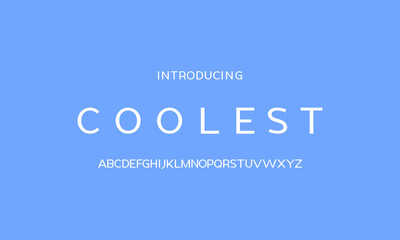 Sans serif typography font vector. Modern clean regular character set. Creative alphabet simple typeface. Digital letter type style. Logo art banner poster flyer billboard text graphic design